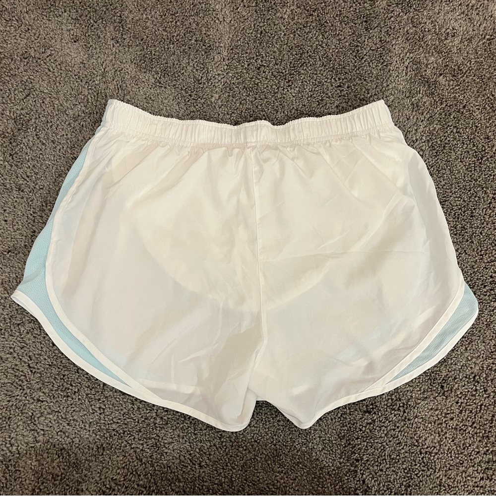 Nike Women's White and Light Blue Athletic Shorts - Picture 4 of 4